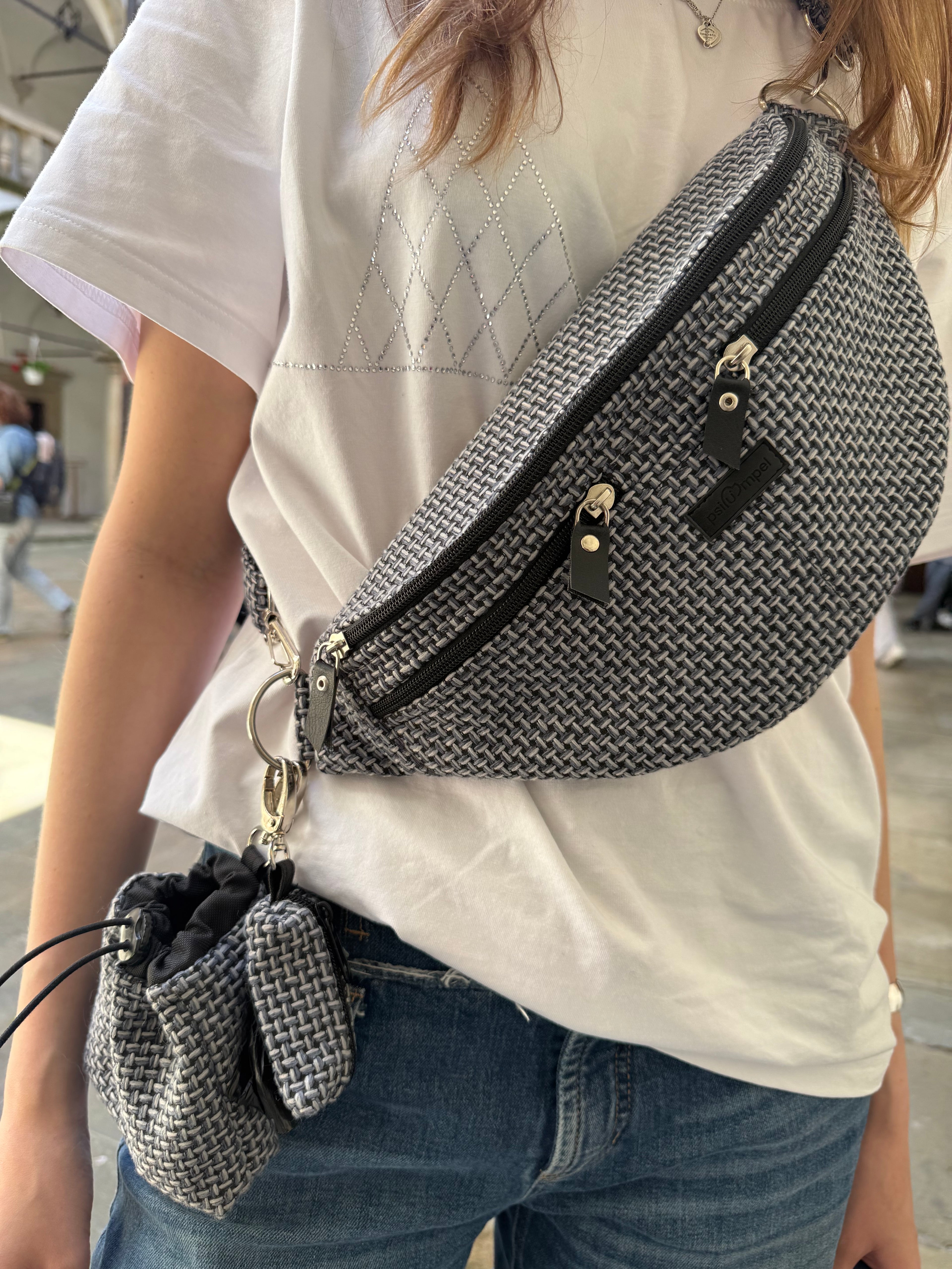 Nerka TWEED BLUE z dwoma zamkami Psiumpel, dla Psa a nawet kota i dla Ciebie, spaceruj modnie i wygodnie