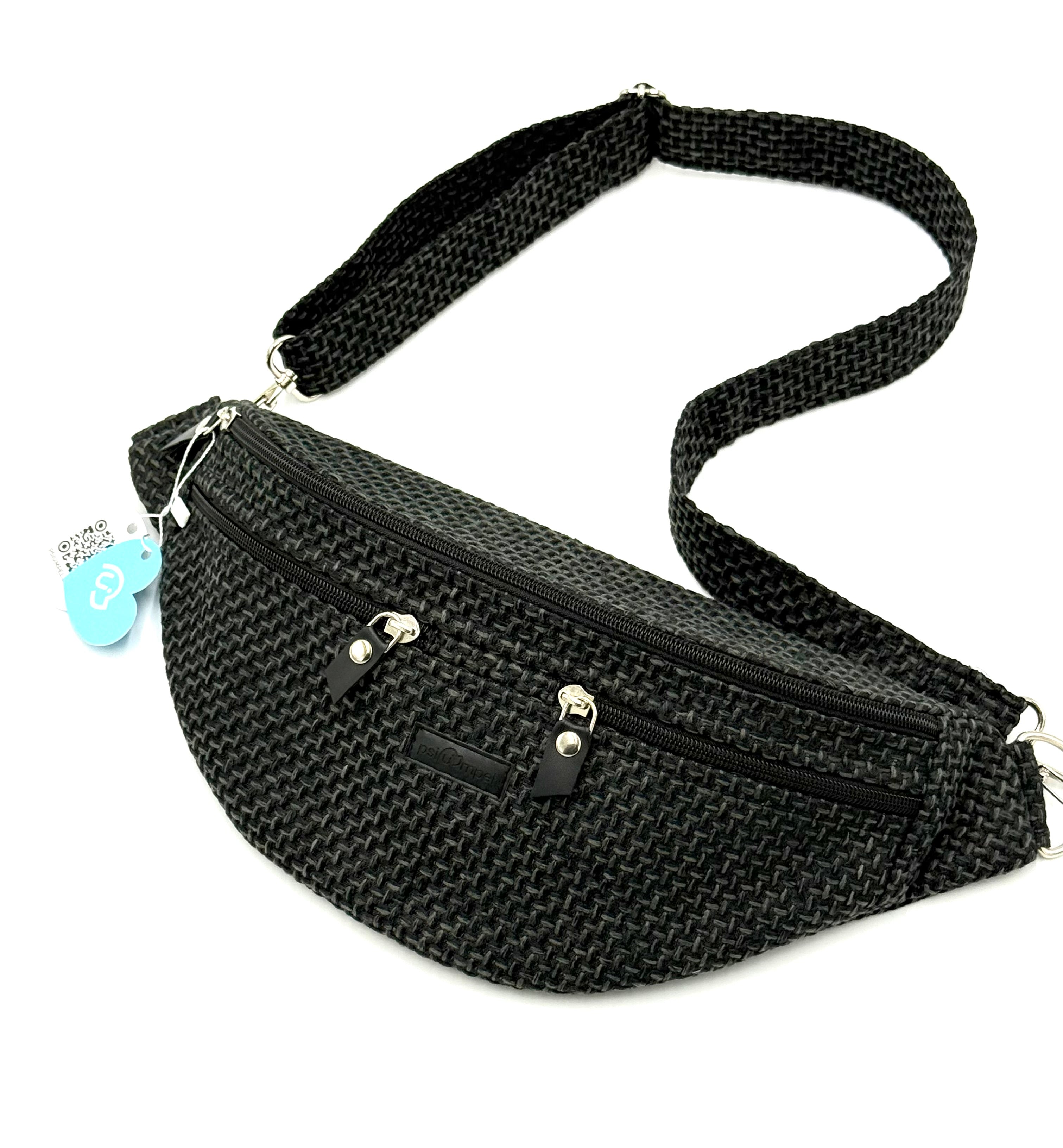 Nerka TWEED BLACK z dwoma zamkami