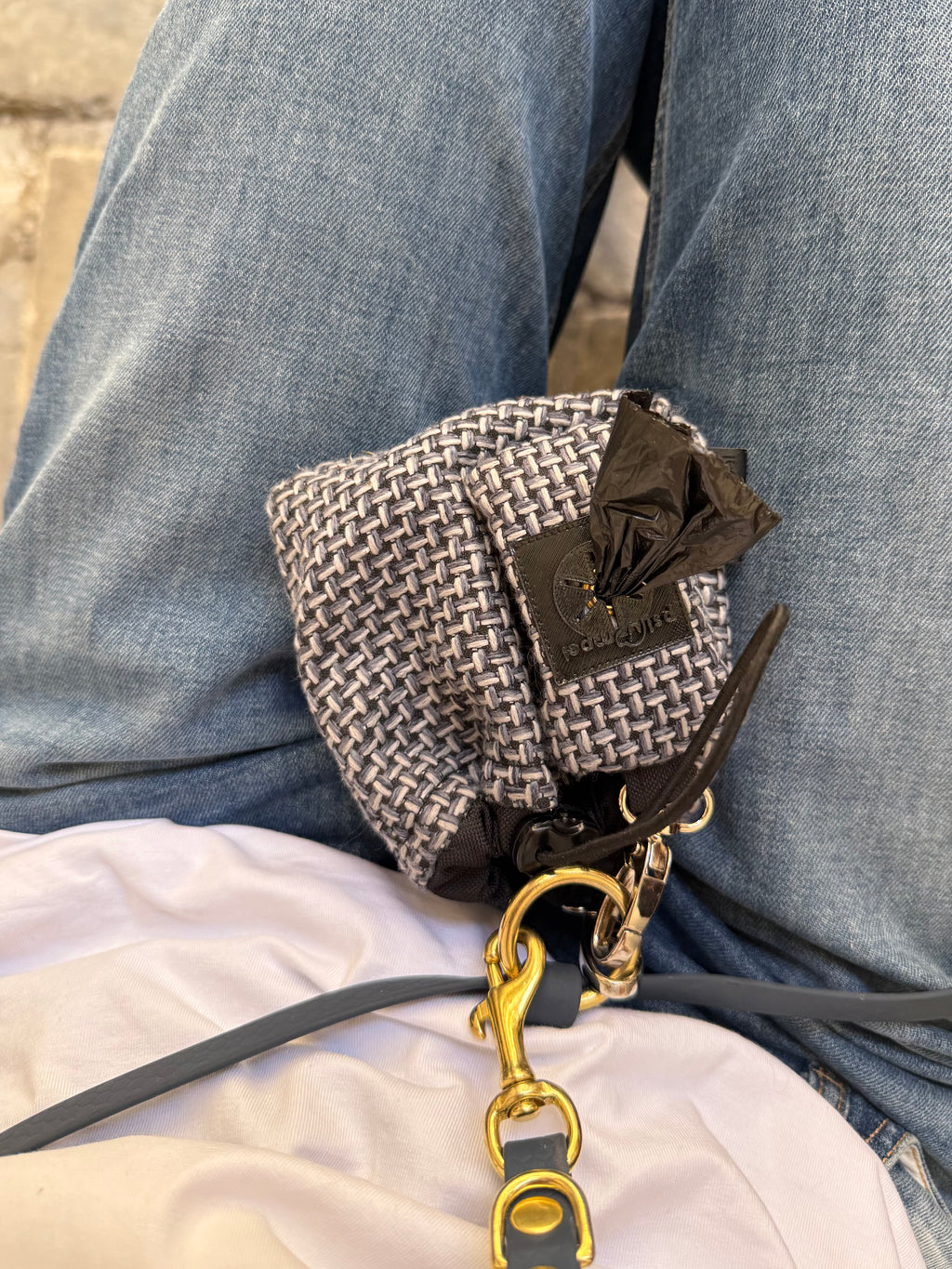 Etui na woreczki TWEED BLUE Psiumpel, dla Psa a nawet kota i dla Ciebie, spaceruj modnie i wygodnie