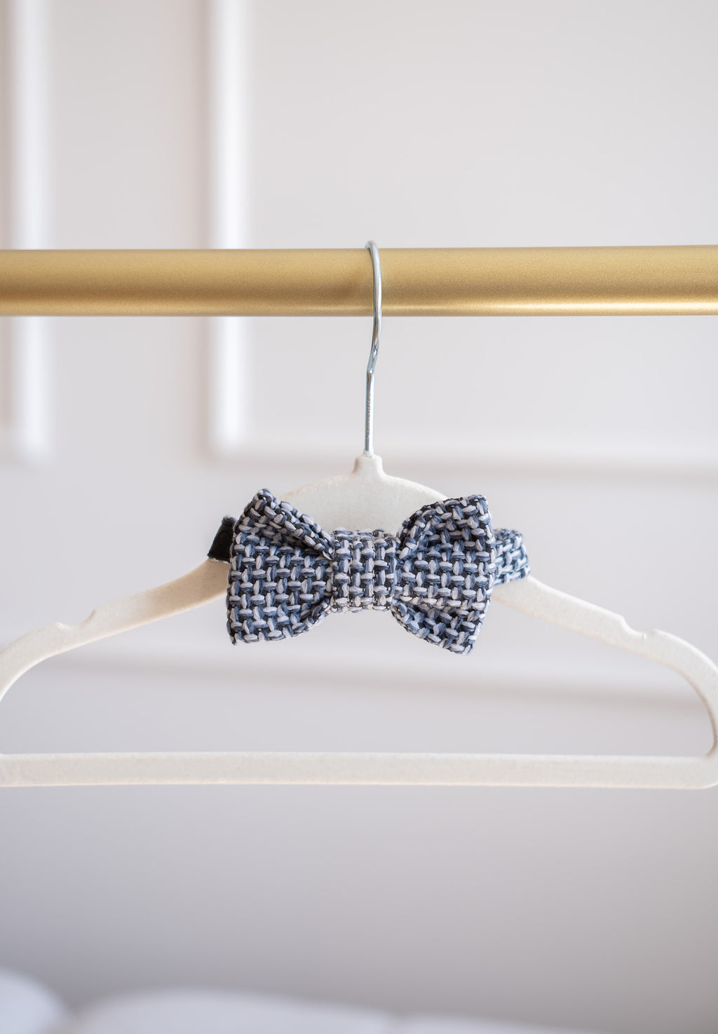 Kokarda/Mucha TWEED BLUE - dodatek do obroży i szelek Psiumpel, dla Psa i dla Ciebie, spaceruj modnie i wygodnie