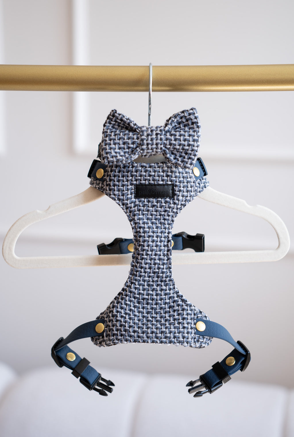 Bezuciskowe szelki guard - TWEED BLUE