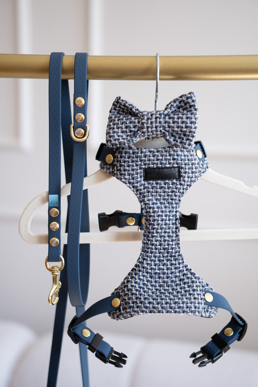 Bezuciskowe szelki guard - TWEED BLUE