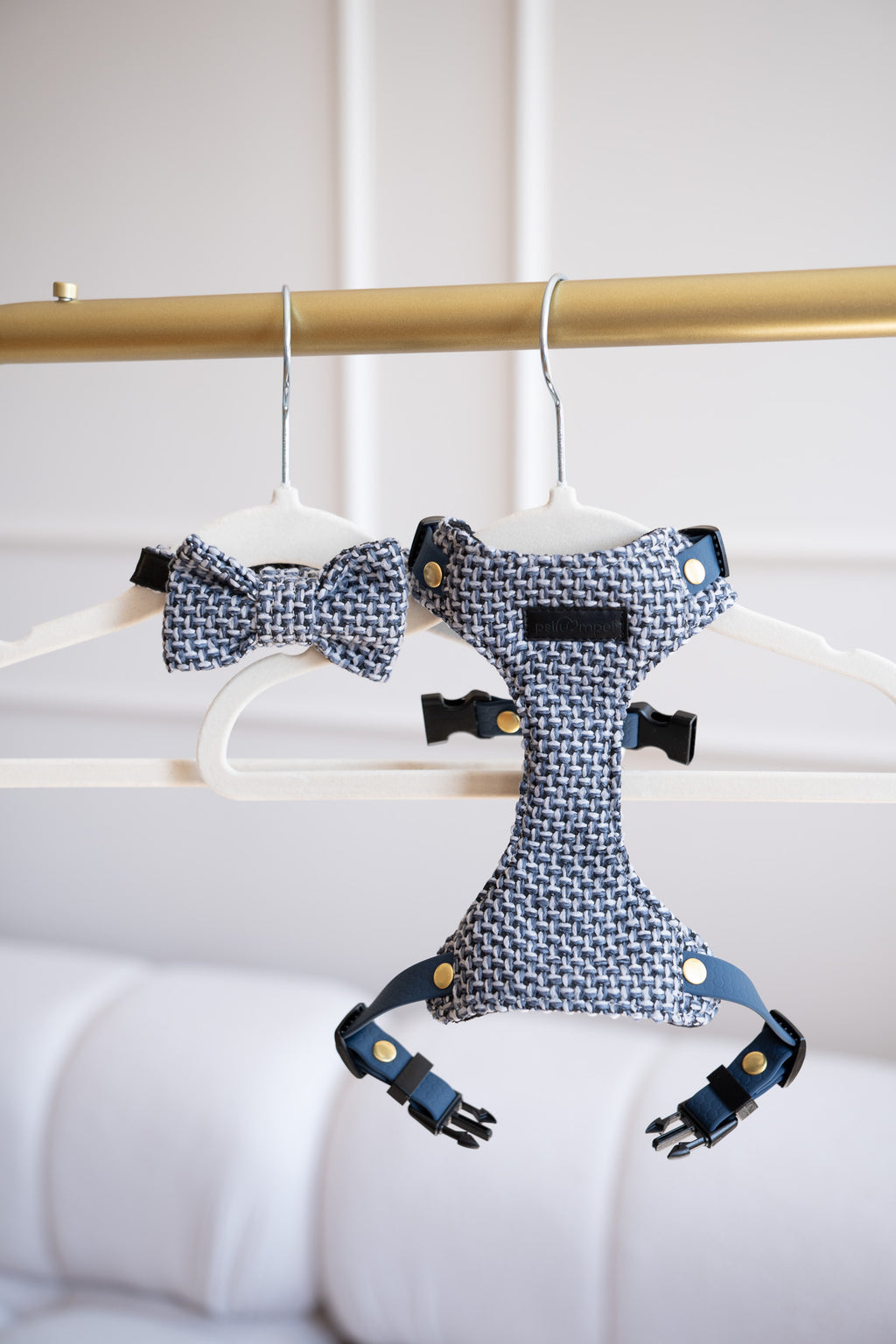 Bezuciskowe szelki guard - TWEED BLUE