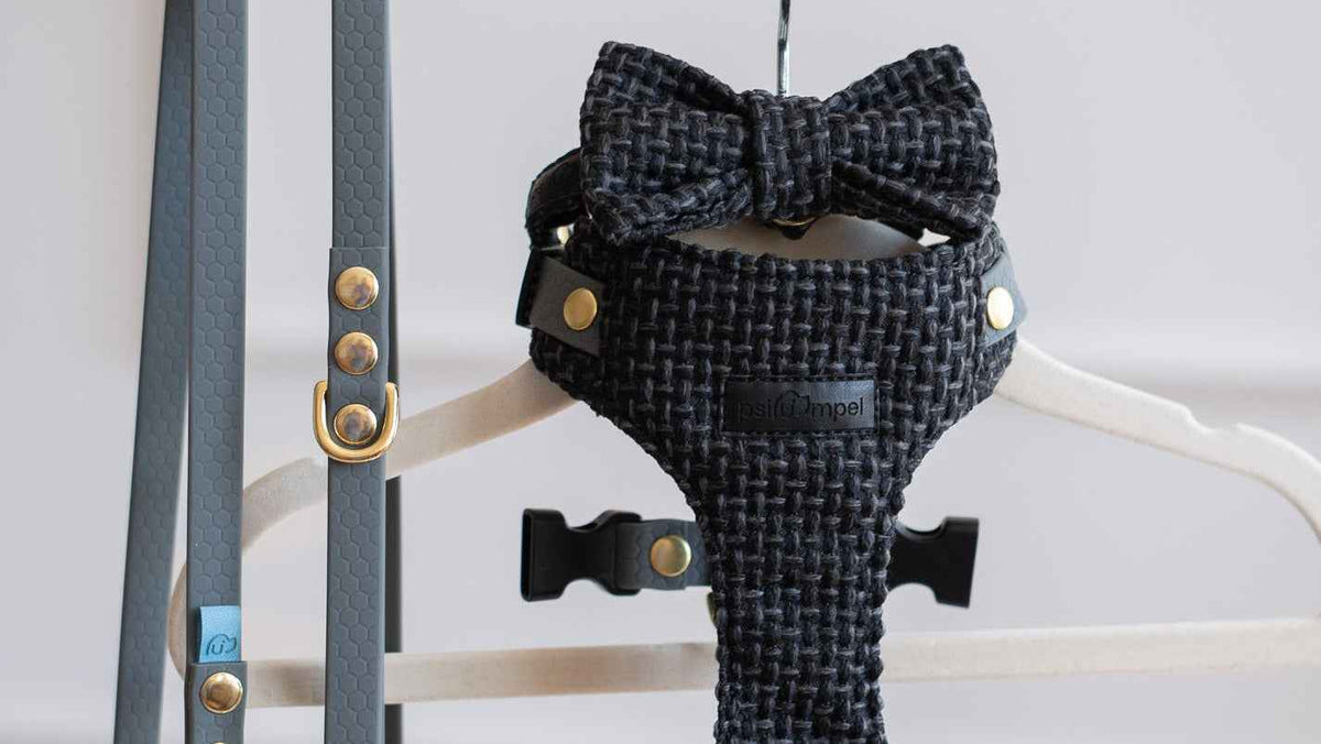 Bezuciskowe szelki guard - TWEED BLACK Psiumpel, dla Psa i dla Ciebie, spaceruj modnie i wygodnie
