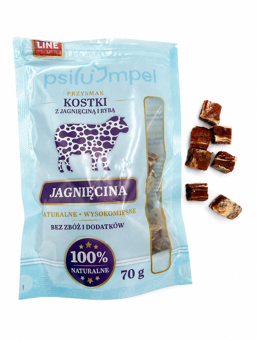 Kostki z jagnięciną i rybą Psiumpel, dla Psa i dla Ciebie, spaceruj modnie i wygodnie